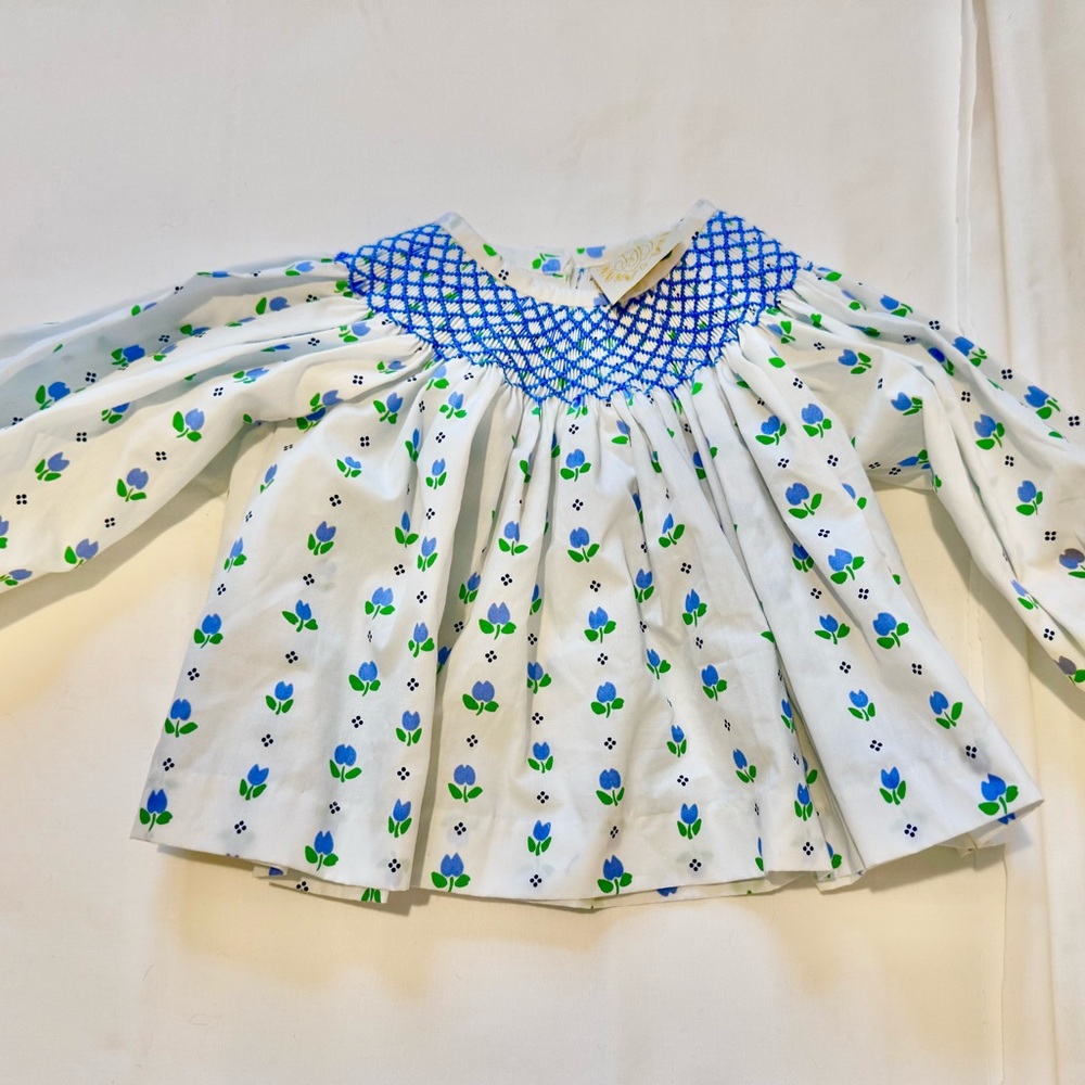 Tbbc White and Blue Floral Baby top